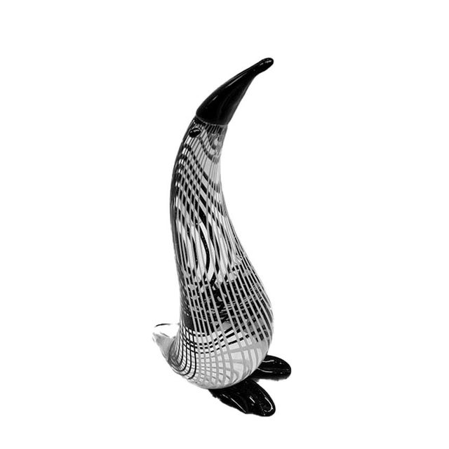 Wonderful, mid-century, Murano art glass, striped penguin is widely attributed to Dino Martens made in his Fasce Bianco...