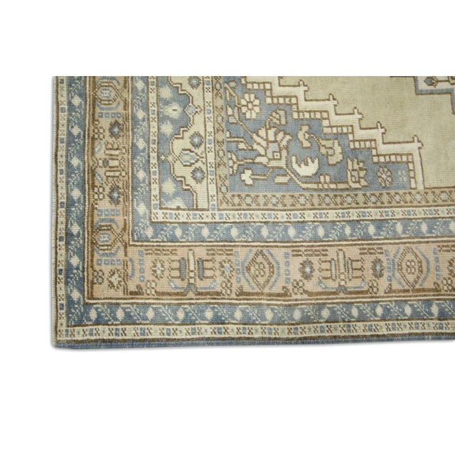 Modern Blue & Brown Handwoven Vintage Turkish Rug 4'8" X 7'9" For Sale - Image 3 of 6
