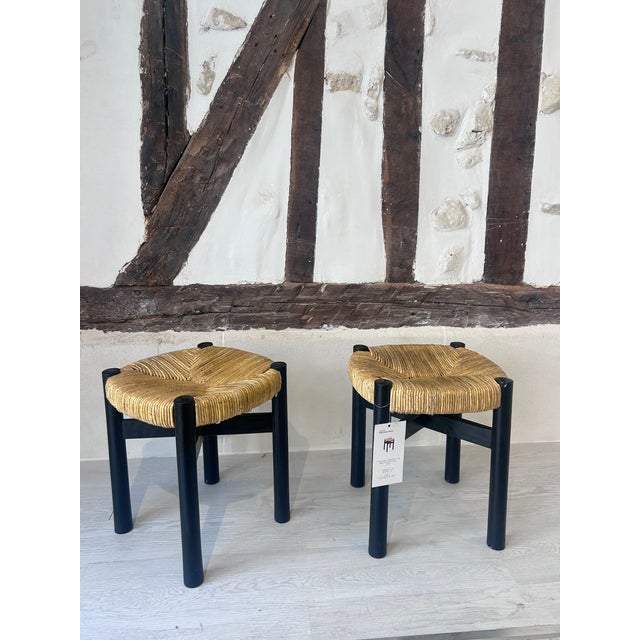 Vintage Black Meribel Stools by Charlotte Perriand, 1960, Set of 2 For Sale - Image 17 of 17