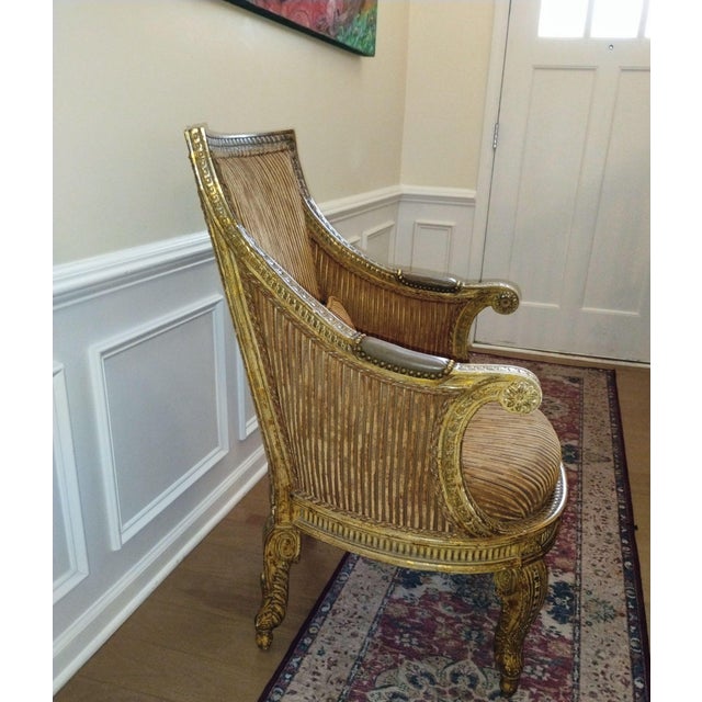 Wood Elevate Your Living Space With a Pair of Rare French Neoclassical Design Louis XVI Style Bergères For Sale - Image 7 of 9