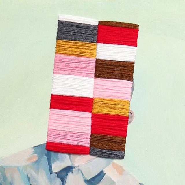 Iqi Qoror's surreal figurative paintings are arresting in their earthy palettes offset by pops of fluorescent textile...
