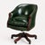 Vintage Racing Green Leather Swivel Desk Chair Mahogany-Toned Base and Nail Trim, 1990s For Sale - Image 6 of 10