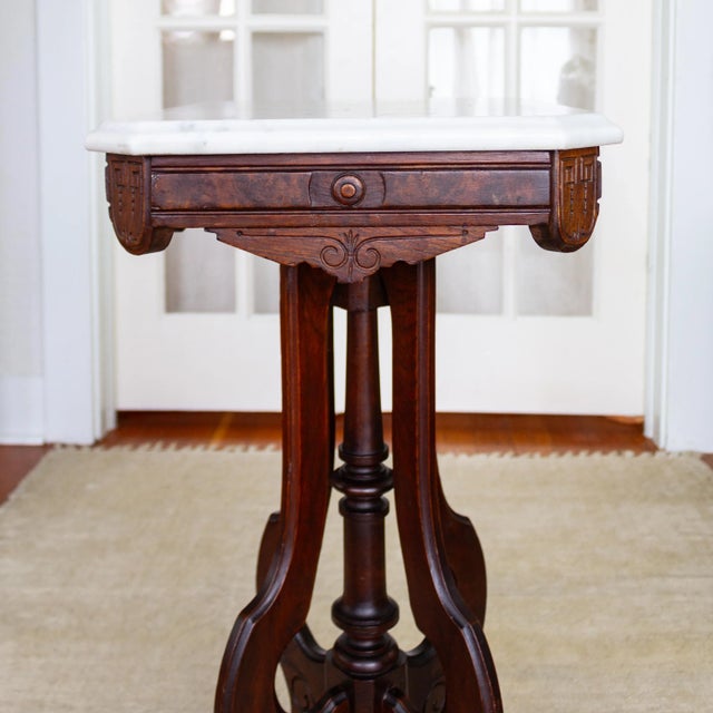 Victorian 19th C. Victorian East Lake Stone Top Plant Stand or Side Table For Sale - Image 3 of 12