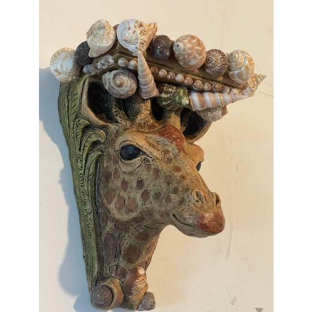 Safari Safari Giraffe Wall Bracket Encrusted With Sea Shells For Sale - Image 3 of 7