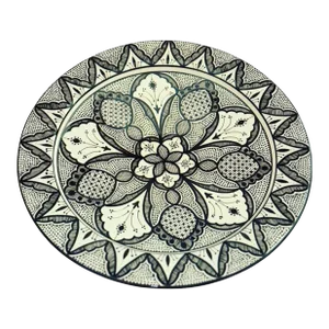 21st Century Black White Moroccan Porcelain Plate