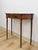 This exquisite vintage Jaycee Furniture mahogany wood inlay entry table is a beautifully crafted and historically...