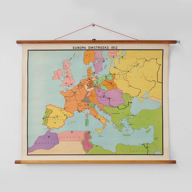 Vintage Historical Wall Map of Europe 1812, Belgium, 1950s For Sale - Image 11 of 11