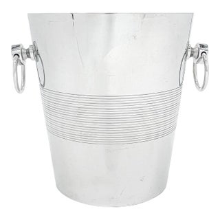 Mid 20th Century Mid-Century Modern André Leroy French Chrome Champagne Bucket / Wine Cooler / Ice Bucket With Ring Handles For Sale