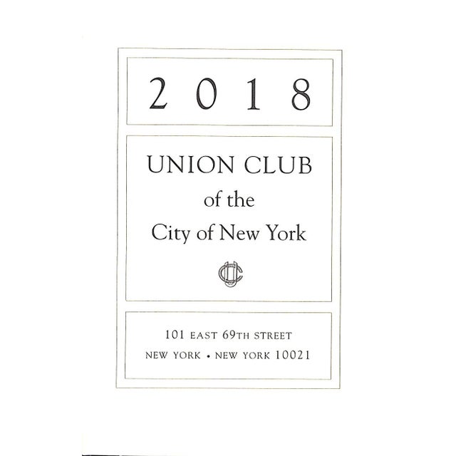 [120] pp. 2018 6 3/4" x 4 1/2" The Union Club of the City of New York (commonly known as the Union Club) is a private...