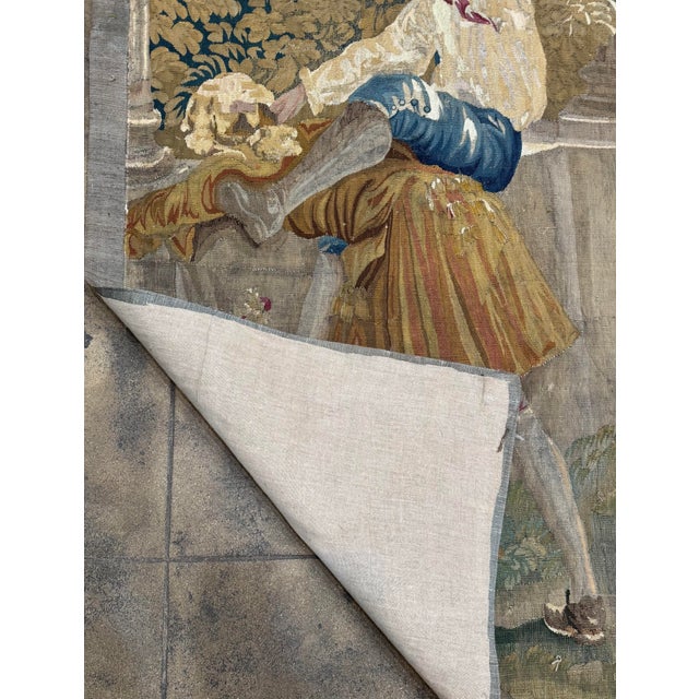 17th Century Brussels Tapestry Panel With Courtly Figure - 5'0'' X 3'0'' For Sale - Image 4 of 6