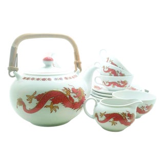 Bavarian Porcelain Dragon Tea Service, 1960s, Set of 15 For Sale