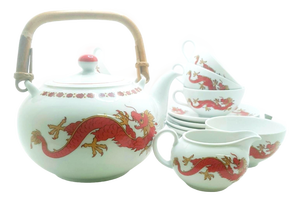 Bavarian Porcelain Dragon Tea Service, 1960s, Set of 15