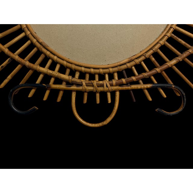 Wood Vintage Rattan Sun Mirror, 1950s For Sale - Image 7 of 8