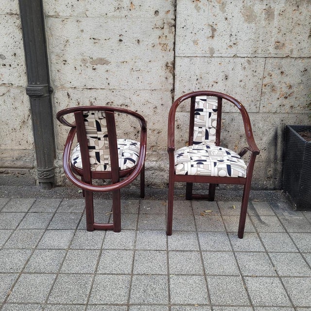 Art Deco Chairs Upholstered in Euphoria Cubista, Misia Paris, France, 1970s, Set of 4 For Sale - Image 9 of 18