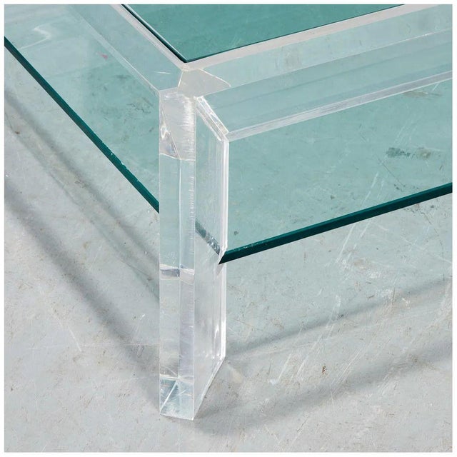 Mid-Century Modern Lucite and Glass Coffee Table in Manner of Charles Hollis Jones For Sale - Image 3 of 3