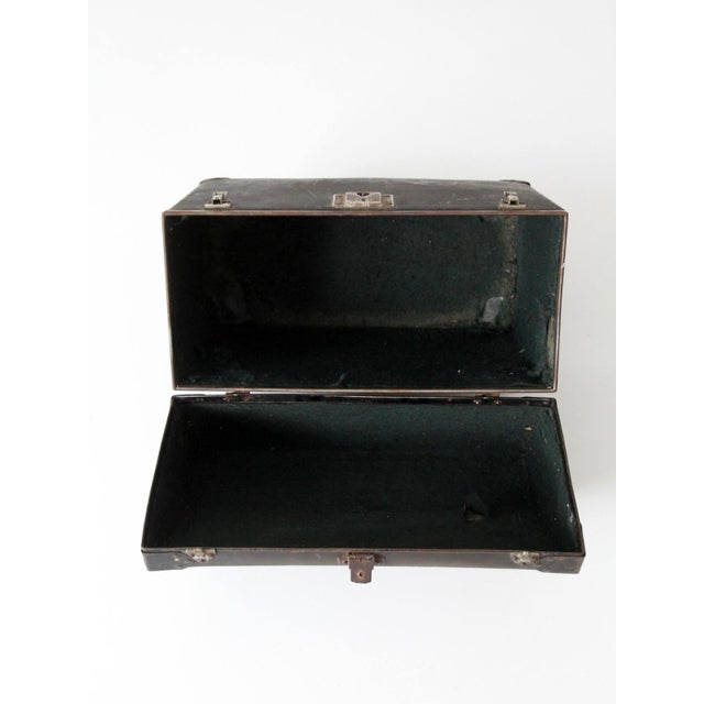 Antique Industrial Slant Top Travel Case Trunk For Sale - Image 11 of 12