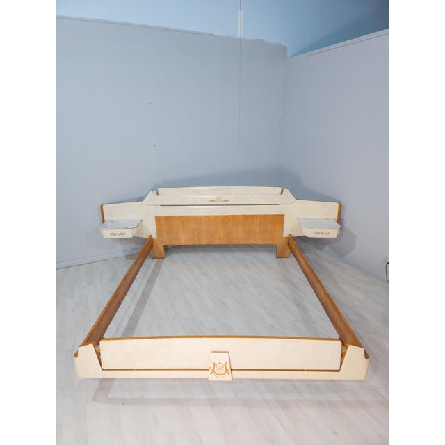 Mid-Century Italian Parchment Double Bed attributed to Giovanni Gariboldi, 1950s For Sale - Image 4 of 18