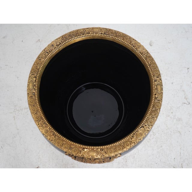 1980s French Empire Style Bronze Mounted Porcelain Jardiniere For Sale - Image 5 of 12