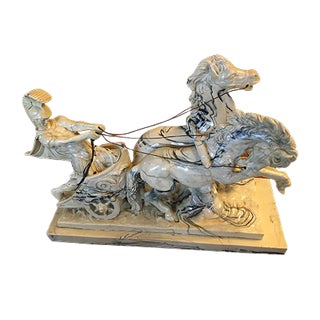 Ground Alabaster Chariot Figure, 1950s For Sale