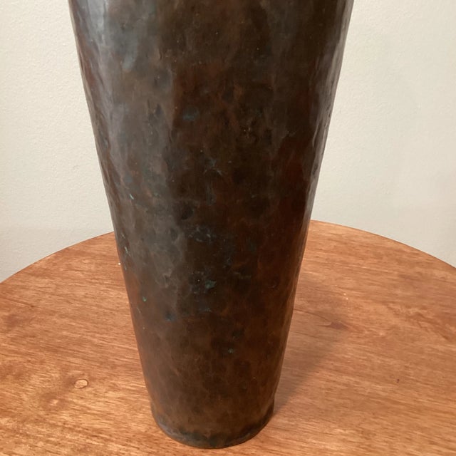 Metal Vintage Arts & Crafts Style Copper Vase For Sale - Image 7 of 13