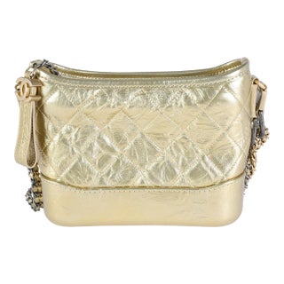 Gold Quilted Calfskin Small Gabrielle Hobo For Sale