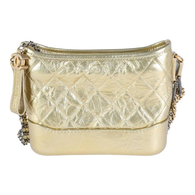 Gold Quilted Calfskin Small Gabrielle Hobo For Sale