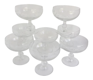 Poppy Etched Crystal Compotes - Set of 8