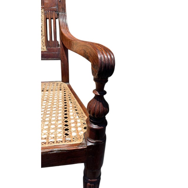 19th Century Pair of Anglo Indian Hand Carved Padouk Armchairs For Sale - Image 11 of 15