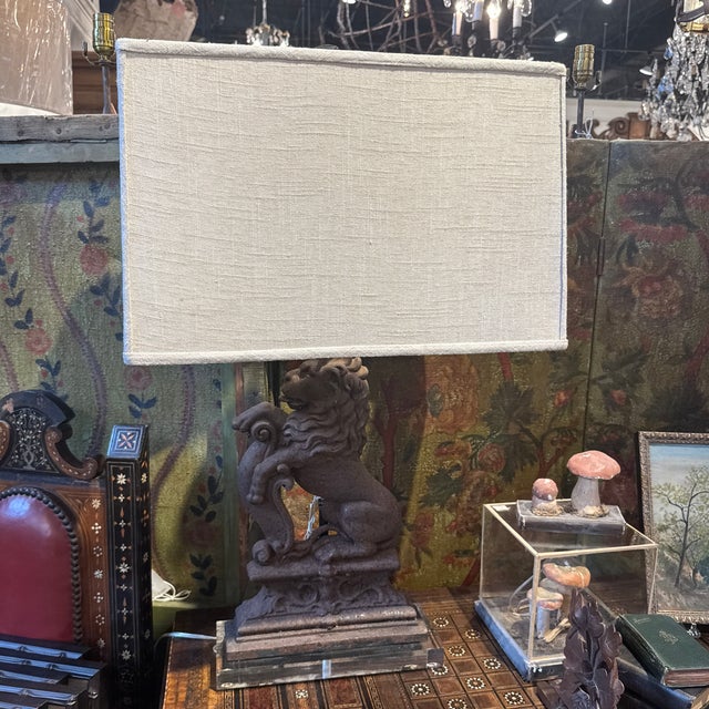 Mid 20th Century English Iron Lion Made Into Lamp For Sale - Image 5 of 6