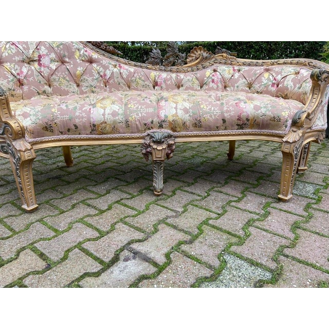 1970s French Artisan Louis XVI Pink Gold Beech Settee-1Pc For Sale - Image 11 of 16