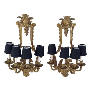 Renaissance Style Wall Sconces in Cast Bronze, Italy, 1940s, Set of 2 For Sale