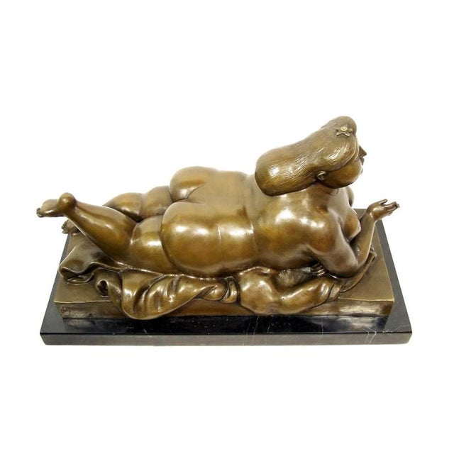 Metal Nude Woman Smoking a Cigarette Sculpture, Bronze For Sale - Image 7 of 9