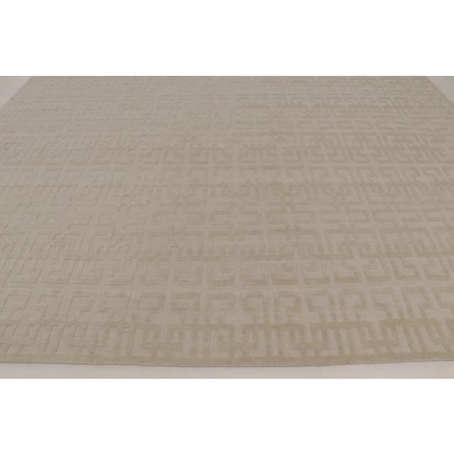 Contemporary Contemporary High-Low Sculpted Greek Fret Wool Mohair Rug by Rug & Kilim, India For Sale - Image 3 of 10