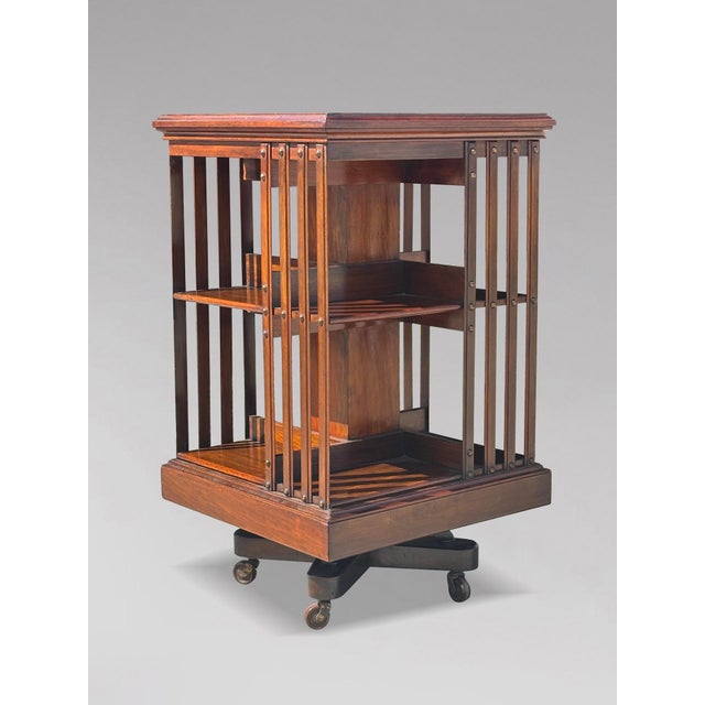 Wood Antique Victorian Mahogany Revolving Bookcase, 1880 For Sale - Image 7 of 9
