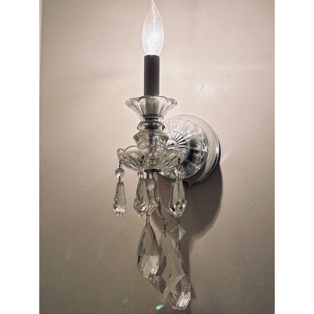 Transparent Vintage Schonbek Crystal Sconce Chandelier- Each With an Ownership Document - 4 Available For Sale - Image 8 of 8