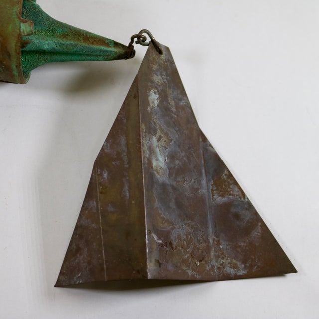 Mid-Century Modern Vintage Paolo Soleri Heavy Verdigris Bronze Bell Wind Chime for Arcrosanti For Sale - Image 3 of 10