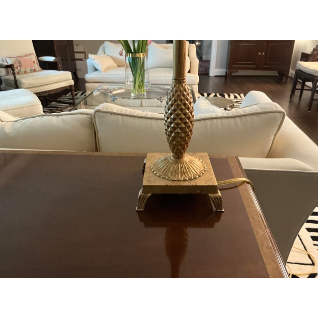 Contemporary Vintage Hollywood Regency Brass Pineapple Lamp For Sale - Image 3 of 9
