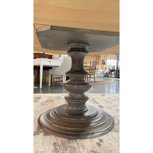 Early 21st Century Bassett Furniture Gray Oak Round Pedestal Dining Set With Six Upholstered Chairs For Sale - Image 5 of 8