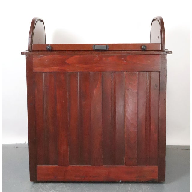 Brown Antique Roll Top Watchmaker's Workbench on Casters For Sale - Image 8 of 15