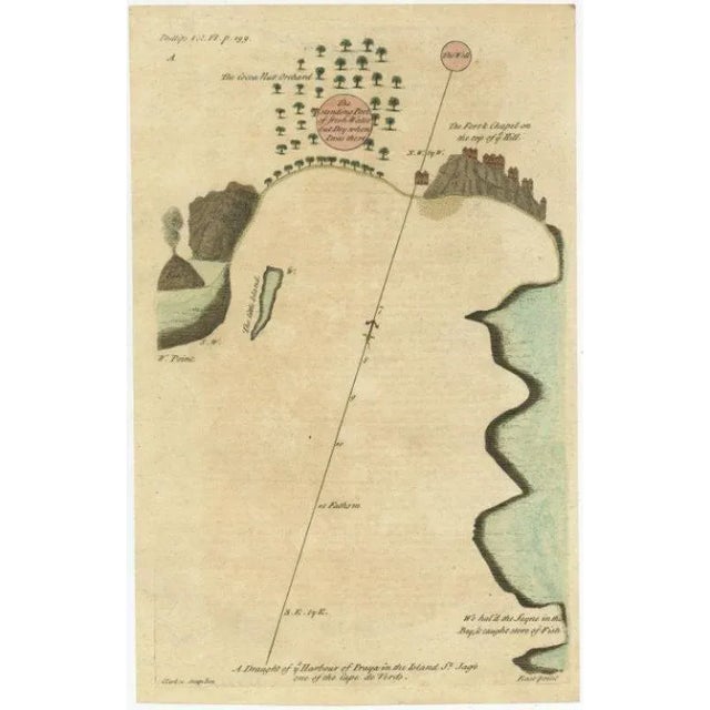 Antique Map of the Harbour of Praia, Santiago Island, Cape Verde, 1750 For Sale - Image 6 of 6