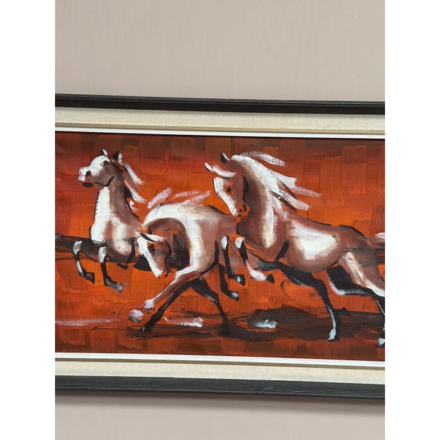 Scandinavian Artist, Trio Horses, 1960s, Oil on Canvas, Framed For Sale - Image 4 of 15