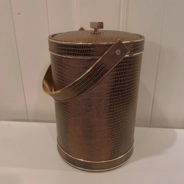 Mid 20th Century 1950s Georges Briard Animal Skin Embossed Tall Ice Bucket For Sale - Image 5 of 11