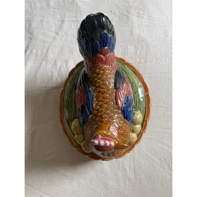Large Vintage Majolica Hen on Nest Tureen For Sale - Image 9 of 13