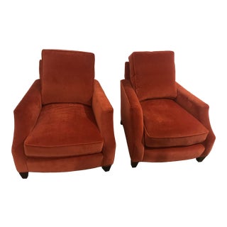 Velvet Occasional Club Chairs - A Pair For Sale
