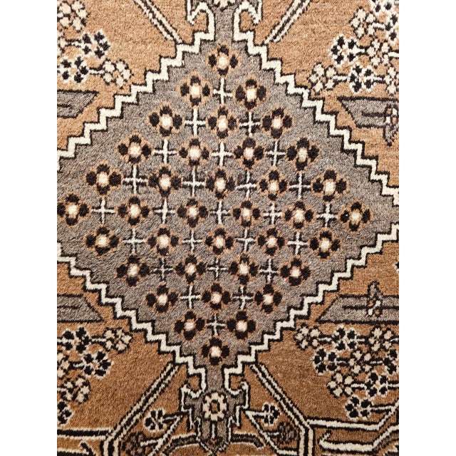 Vintage Persian Bakhtiari Rug, Hand-Knotted Wool, Allover Geometric Pattern, Camelhair & Ivory, 8x11 For Sale - Image 18 of 18