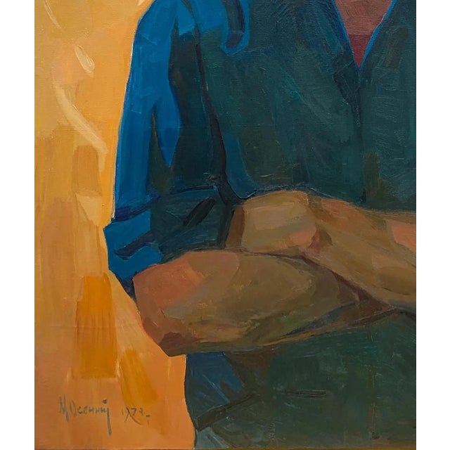 Soviet Era Oil Painting: Ukrainian Socialist Realism Portrait 114-98 For Sale - Image 4 of 6