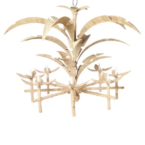 Florencia Large Wicker Palm Leaf Chandelier From the Fs Flores Collection