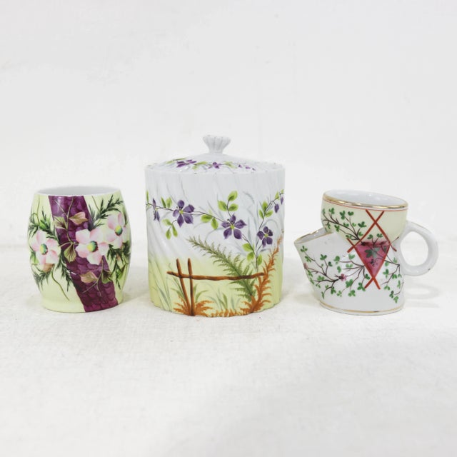 Vintage Victorian Porcelain Shaving Mug & Tumbler With Hand-Painted Floral Designs – Perfect for Spring & Easter Décor For Sale - Image 12 of 12