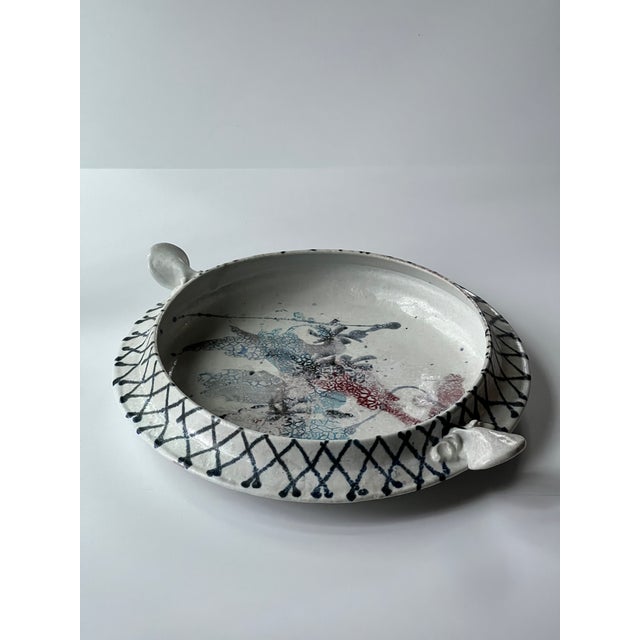 Abstract Vintage Handmade Pottery Decorative Bowl For Sale - Image 3 of 10
