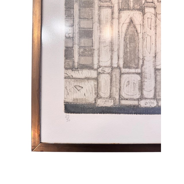 Metal Valerie Thornton, Architectural Composition, 1960, Etching, Set of 2 For Sale - Image 7 of 9